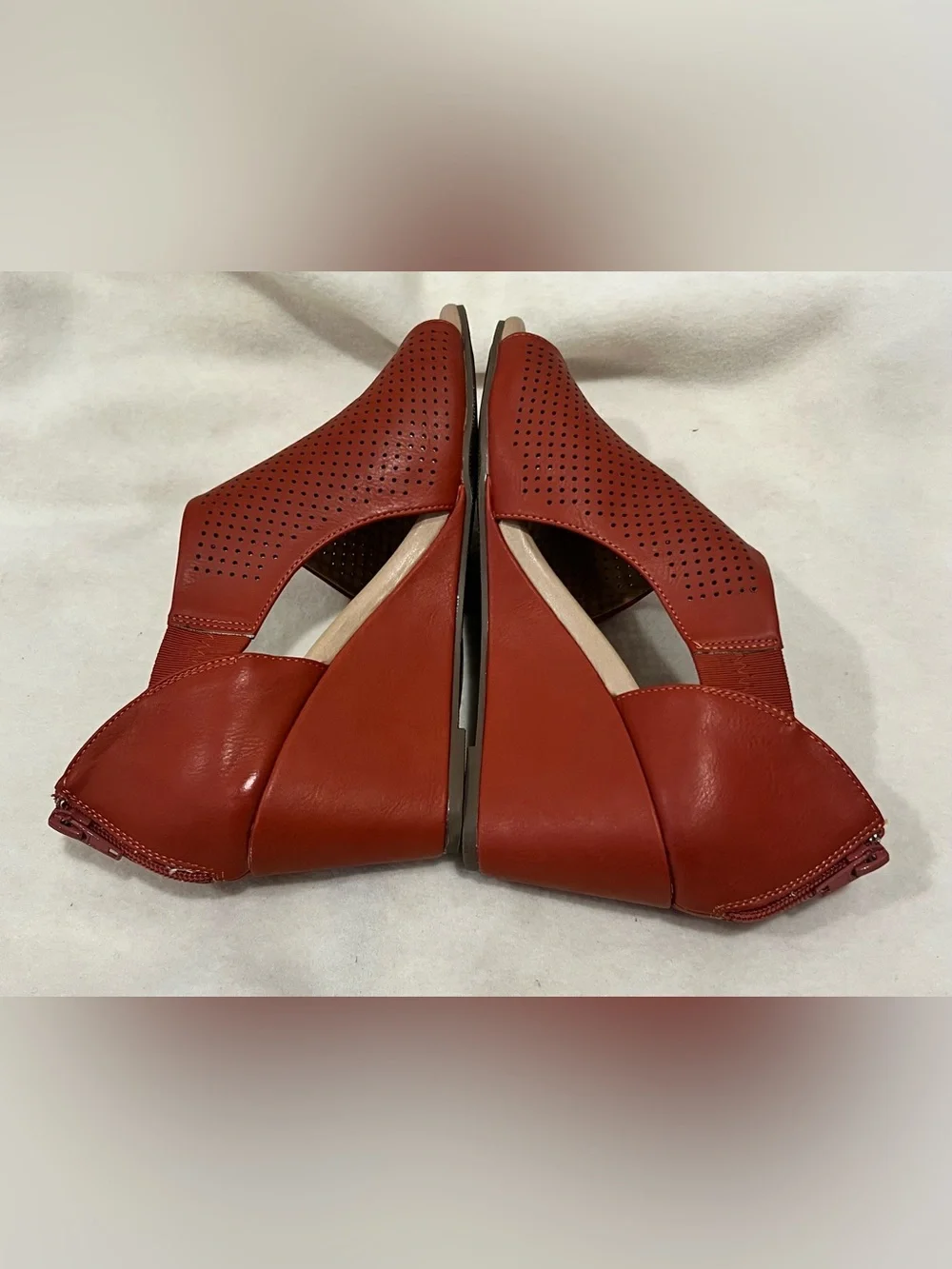 Women’s Perforated Open-Toe Wedge Sandal - Burnt Orange Size 8 NWOT